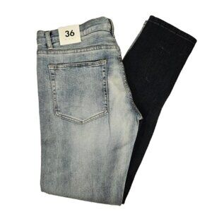 mnml M307 Stretch Denim Blue Black Jeans Men's Size 36 Color Block